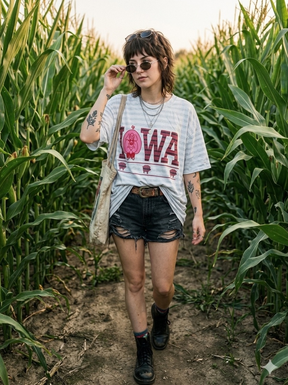 Casual Gray 'Iowa' Graphic Tee - Women
